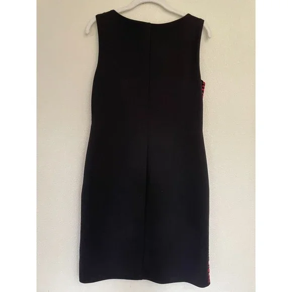 Cynthia Rowley Sz 8 Striped Bodycon Dress Black Red Colorblock Sheath Sleeveless - Picture 7 of 7